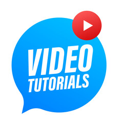 Poster - Video tutorials Button, icon, emblem label  illustration