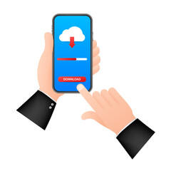 Wall Mural - smartphone with file download. downloading process concept. illustration