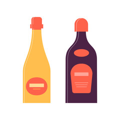 Wall Mural - Bottle of champagne and liquor. Great design for any purposes. Icon bottle with cap and label. Flat style. Color form. Party drink concept. Simple image shape