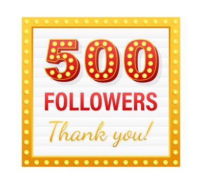 500 followers, Thank You, social sites post. Thank you followers congratulation card.  stock illustration.