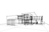 Fototapeta Paryż - sketch of modern house 3d illustration