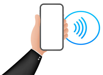 Wall Mural - Contactless wireless pay sign logo. NFC technology.  stock illustration.