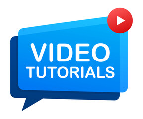 Wall Mural - video tutorials icon concept. study and learning background, distance education and knowledge growth