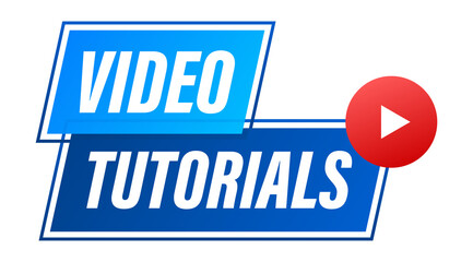 Wall Mural - video tutorials icon concept. study and learning background, distance education and knowledge growth