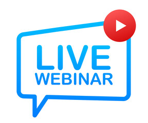 Wall Mural - live webinar button, icon, emblem label illustration