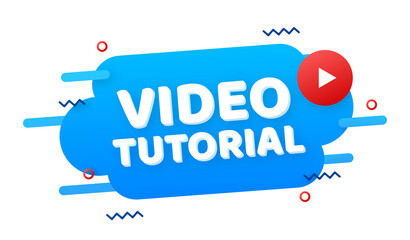 Wall Mural - video tutorials icon concept. study and learning background, distance education and knowledge growth