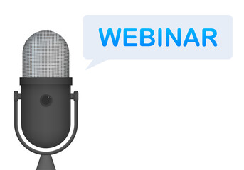 Wall Mural - webinar icon, flat design style with blue play button. illustration.