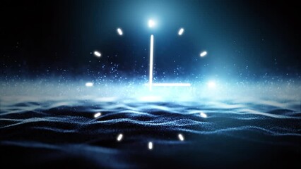Wall Mural - endless time clock with seascape waves looped animation.
