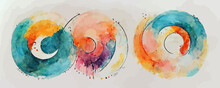 Creative Minimalist Hand Painted Abstract Art Background, Circles Shapes