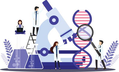 Wall Mural - Scientists working with DNA. Doctors doing laboratory research. Genetic testing  DNA testing  genetic diagnosis.