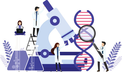 Wall Mural - Scientists working with DNA. Doctors doing laboratory research. Genetic testing  DNA testing  genetic diagnosis.