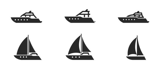 Wall Mural - motor and sailing yachts icon set. luxury boats for sea tourism and travel