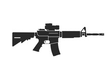 M4 Assault Rifle Icon. Carbine, Weapon And Army Symbol. Vector Image For Military Concepts And Web Design