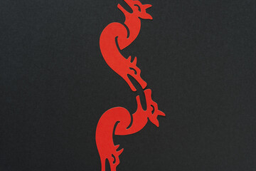 Wall Mural - double headed fantastical creatures (glyph or dingbat cutout)