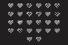 Set Initial Three Letter Heart Outline Logo Vector