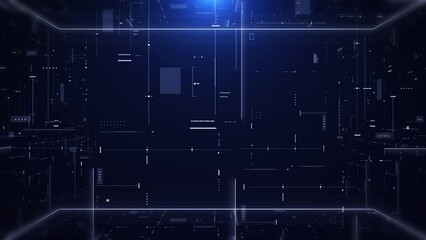 Aufkleber - HUD futuristic UI viewfinder frame template scifi technology data transferring concept 4K loop motion. AI analytic simulation background.