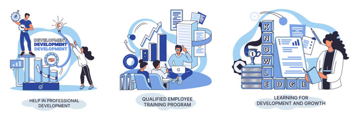 Help in professional development. Qualified employee training program. Learning for software development and growth. Agile project management devOps team, project life scrum meeting. Creative metaphor