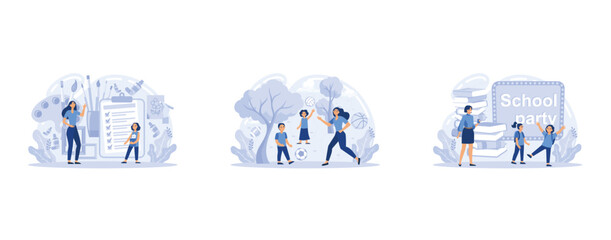 Wall Mural - school supplies, after school activities, celebration party, kids stationery, debate team, student n