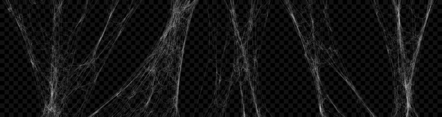realistic stretched spider web set. vector cobweb illustration for halloween design.