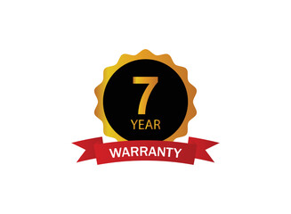 Warranty 7 years isolated vector label on white background. Guarantee service icon template.