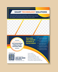 Wall Mural - flyer template design with headline is smart technology solutions. space of photo and text. advertis