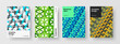 © pro - Unique geometric tiles leaflet layout set. Fresh company identity vector design template bundle.