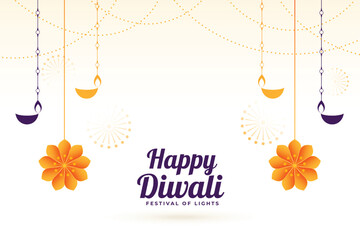 Canvas Print - modern style diwali banner with lantern and flower design