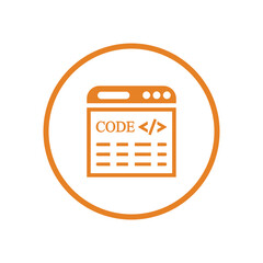 Software, code, coding, development, html icon. Orange vector sketch.