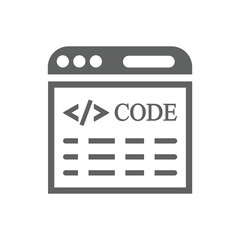 Software, code, coding, development, html icon. Gray vector sketch.