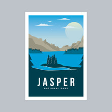 Jasper National Park Poster Illustration.