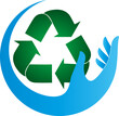 Hand und Recycling Pfeile, Recycling und Umwelt Logo