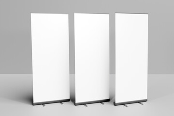 Wall Mural - Empty roll up banner. blank roll up banner display template for designers. 3d rendering