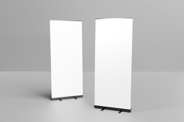 Wall Mural - Blank white roll up banner for mockup display, isolated, 3d rendering