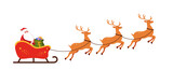Fototapeta Pokój dzieciecy - Santa Claus with gifts on Sleigh and His Reindeers. Christmas Greeting card vector illustration.