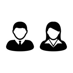 avatar icon vector male and female user person profile symbol for business in a flat color glyph pic