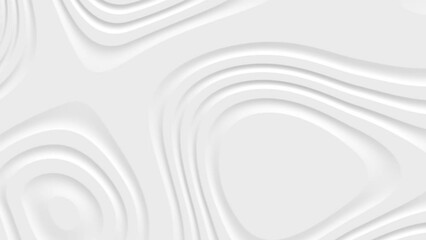 3D animation - Looped animated white abstract flat surface with modern swirly shapes