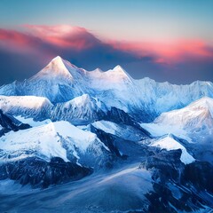 mountain peaks in winter. snow covered mountains landscape