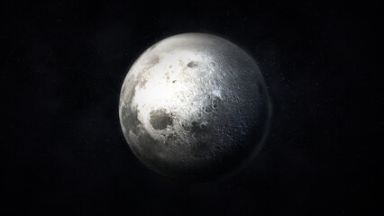 Wall Mural - dark gray image of a realistic moon in space.