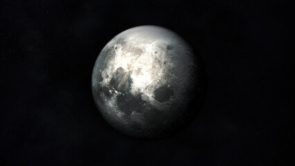 Wall Mural - Realistic dark gray image of the moon in outer space.