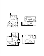 Naklejka na meble Architecture design, blueprint plan. Set of different black and white house floor plans isolated on white
