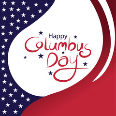 Canvas Print - Columbus Day greeting card background or vector template illustration. Handwritten Calligraphic brush type Lettering