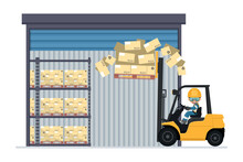 Do Not Drive With The Forks Raised Or With A Elevated Load. Safety In Handling A Fork Lift Truck. Security First. Accident Prevention At Work. Industrial Safety And Occupational Health