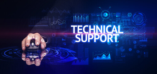 hand holding wireless peripheral, modern technology concept