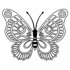 Wall Mural - Vector coloring book page. Silhouette of elegant butterfly in mandala style isolated on white background