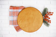 © reddish - Blank round wood mockup , Christmas  door decor mockup, winter  door decor, farmhouse style holiday decor