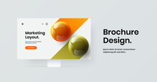 Bright Landing Page Design Vector Layout. Premium Display Mockup Web Project Template.