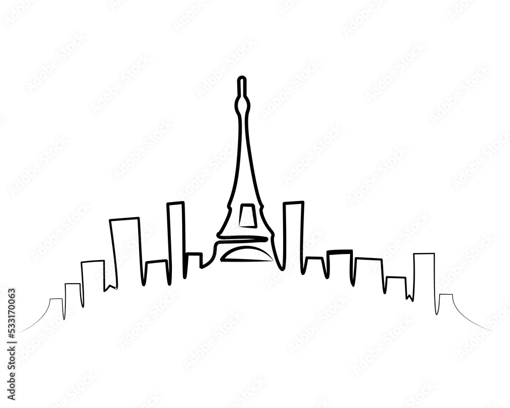 Paris city skyline line. Line drawing of Paris city Vector illustration ...