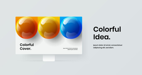 Vivid computer display mockup web project template. Colorful landing page vector design concept.