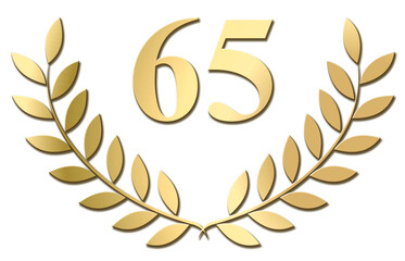 Wall Mural - Gold laurel wreath 65 PNG isolated on a white background