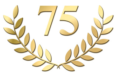 Wall Mural - Gold laurel wreath 75 PNG isolated on a white background